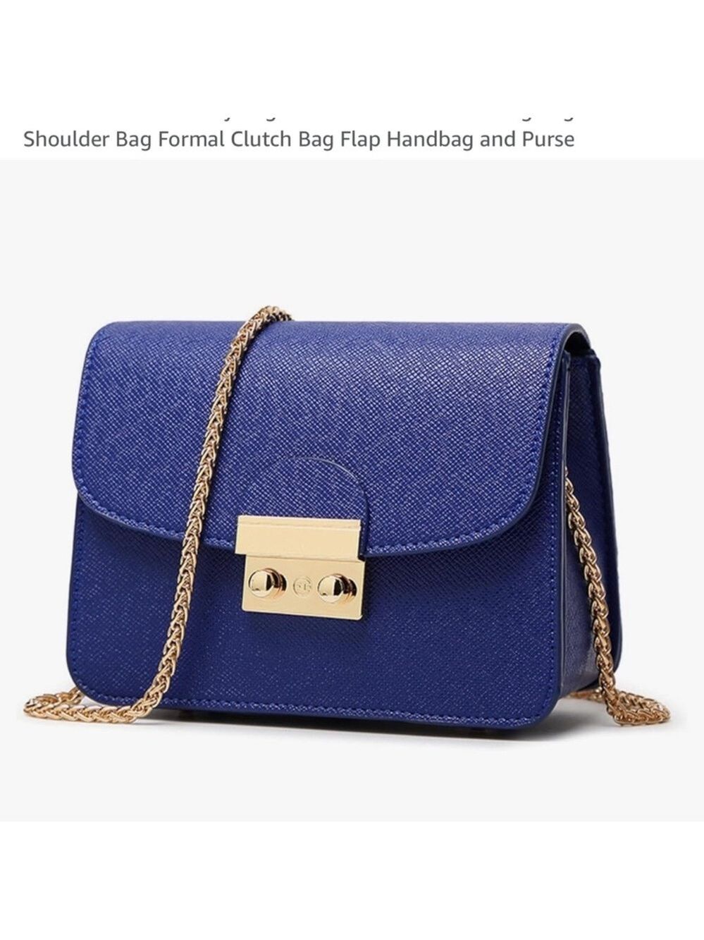 Elegant Blue Shoulder Bag with Gold Chain - Picture 1 of 5